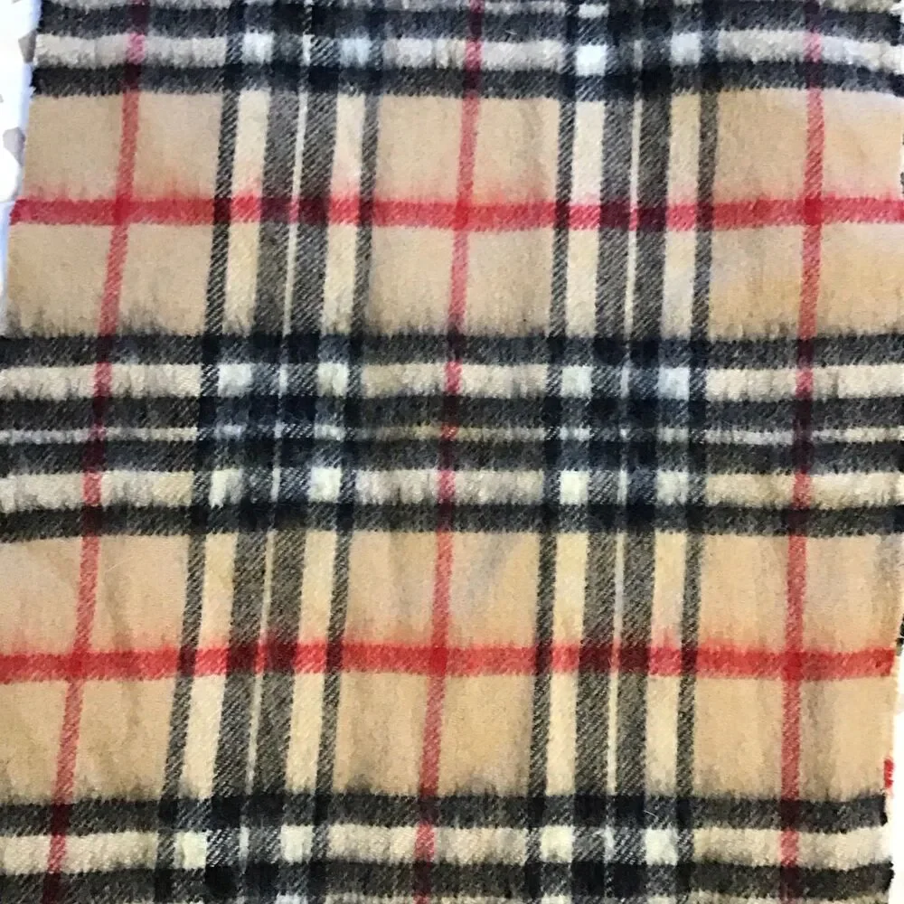 Lochmere Scotland Nova Check Cashmere Blend Natural Check Scarf Preppy Academic